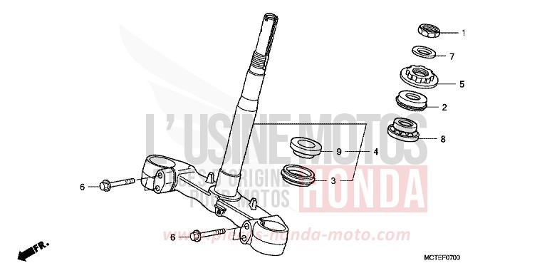 TIGE DE DIRECTION de SILVER WING DEGITAL SILVER METALLIC (NHA30) de 2007